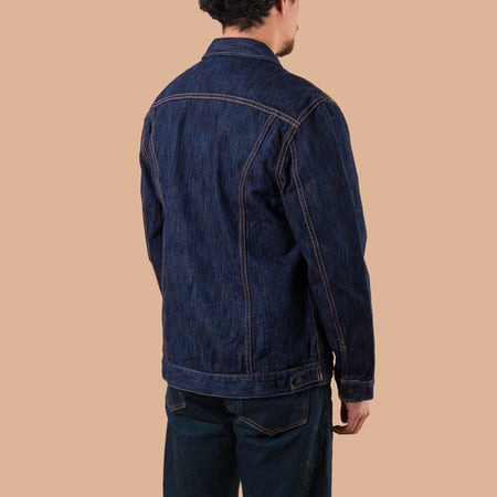 image flâneurs PURE BLUE JAPAN / Waterfall Type II Selvedge Denim Jacket Dark Indigo de dos
