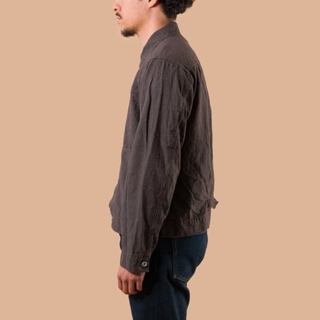 image flâneurs SEUVAS / L/C Trucker Jacket Charcoal de profil