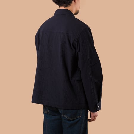 image flâneurs UNIVERSAL WORKS / Duty Jacket Ospina Cotton Dark Navy de dos