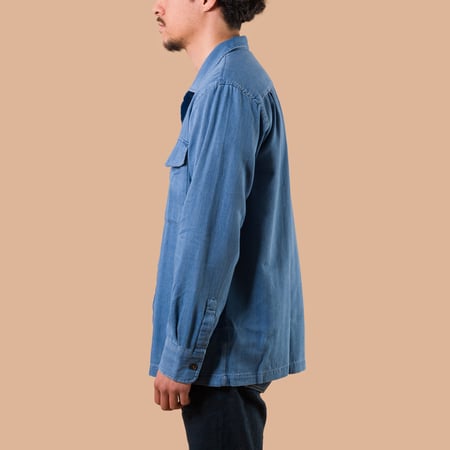 Attendant Shirt Washed Indigo Recycled Herringbone