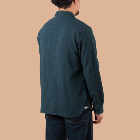 image flâneurs PURE BLUE JAPAN / Cotton Tweed Check Indigo Over Dye Shirt de dos