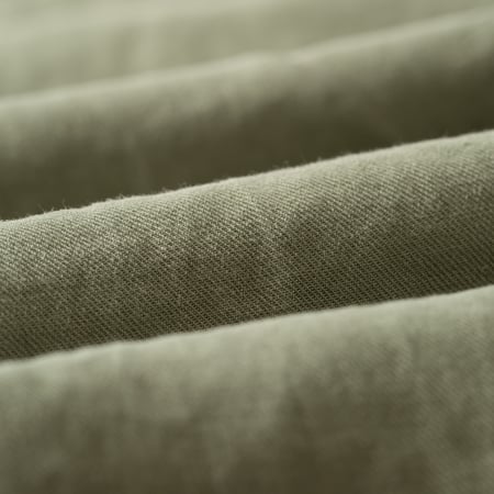 détail flaneurs pantalon SEUVAS Linen Tapered 2-Tuck Pants Olive (4)