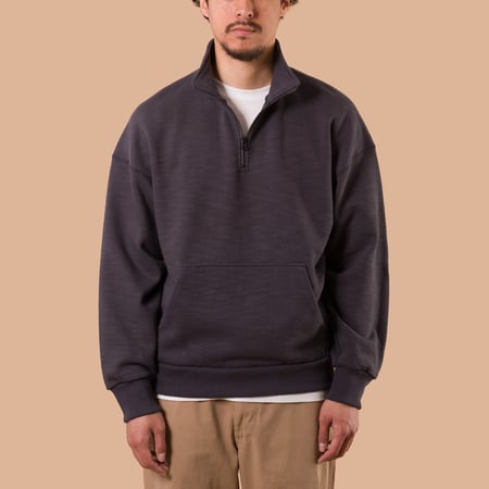 image flaneurs JACKMAN  GG Sweat Half-Zip charcoal de face