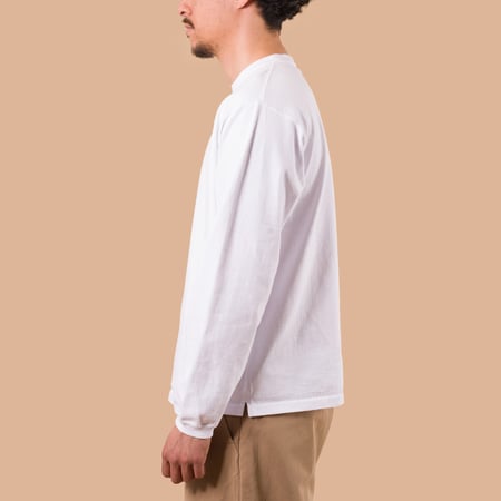 Image-Flâneurs_GOOD ON / L/S Heavy Crew Tee White de profil