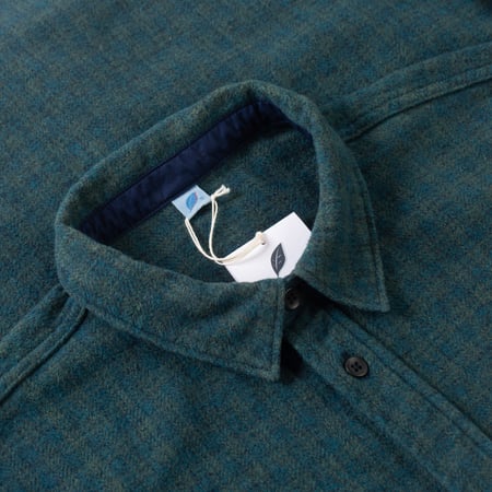 chemise PURE BLUE JAPAN  Cotton Tweed Check Indigo Over Dye Shirt col