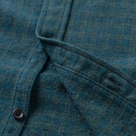 chemise PURE BLUE JAPAN  Cotton Tweed Check Indigo Over Dye Shirt boutonniere