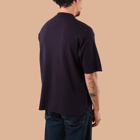 image flâneurs BATONER / 32G Smooth Knit Short Sleeve Polo Navy de dos