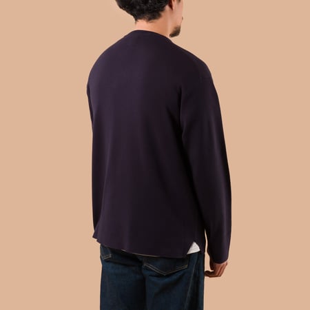 image flâneurs BATONER / 32G Smooth Knit Long Sleeve Navy de dos