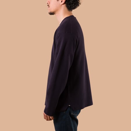 image flâneurs BATONER / 32G Smooth Knit Long Sleeve Navy de profil