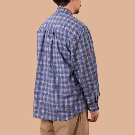 image flâneurs FRIZMWORKS / Uneven Check Shirt Blue de dos