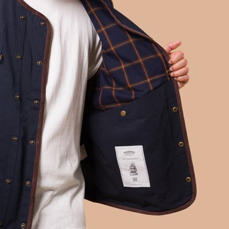 image flâneurs FRIZMWORKS / Heritage Hunting Vest Navy de détail intérieur