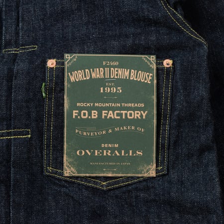 detail poche flaneurs FOB FACTORY  F2460 14oz WWII Denim Blouse (3)