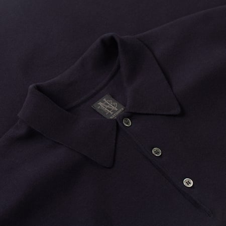 detail col flaneurs BATONER 32G Smooth Knit Short Sleeve Polo Navy (2)