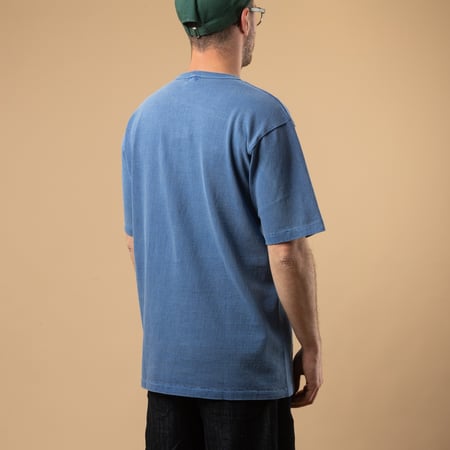 image flâneurs DUBBLE WORKS / Heavyweight Short Sleeve Tee Light Indigo de dos