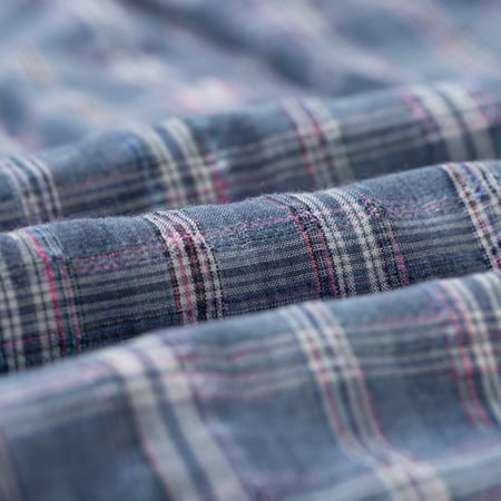 detail col flaneurs chemise large FRIZMWORKS Uneven Check Shirt Blue (2)