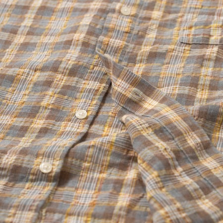 detail bouton flaneurs chemise large FRIZMWORKS Uneven Check Shirt Yellow (1)