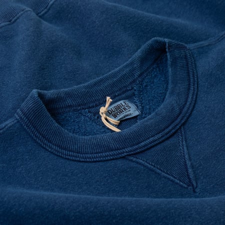 detail flaneurs col DUBBLE WORKS  Loopwheel Sweatshirt Indigo Dye