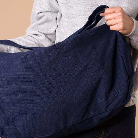 Heavy Canvas Shoulder Bag Sashiko Denim