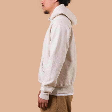image flâneurs WHITESVILLE / Heavy Loopwheel Sweat Hooded Parka Oatmeal de profil