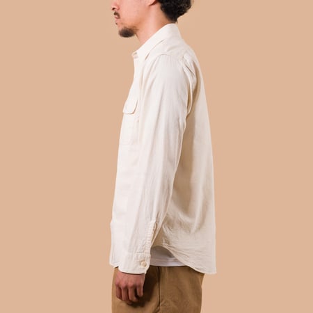 Long Sleeve Chambray Work Shirt White