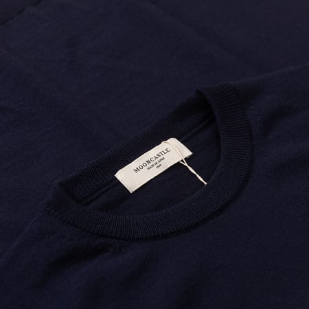 image flâneurs MOONCASTLE / 12G Wool Crewneck Short Sleeve Dark Navy détail col