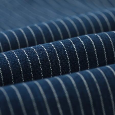 image détail KARDO x FLANEURS chemisette motif Shirt Handwoven Stripes Indigo (1)