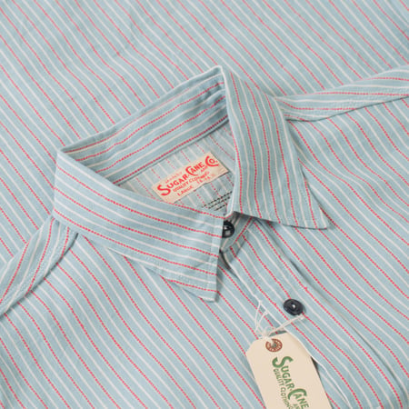 Long Sleeve Dobby Stripe Work Shirt Blue