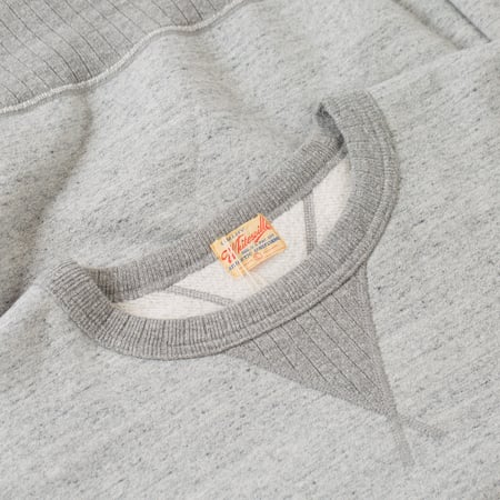détail flaneurs WHITESVILLE Heavy Loopwheel Sweatshirt Heather Gray (2)