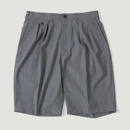 2 Pleats Wool Tropical Grey Shorts