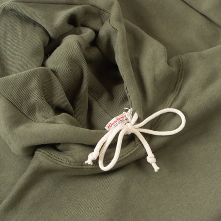 détails flaneurs WAREHOUSE & CO.  Lot. 450 Two Needle Hooded Sweatshirt OD Green (2)