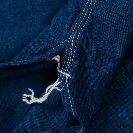 détail BEAMS PLUS  Short Sleeve Workshirt Plain Indigo Chambray (1)