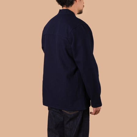 image flâneurs NAKED & FAMOUS / Kimono Shirt Maekake Dobby Indigo de dos