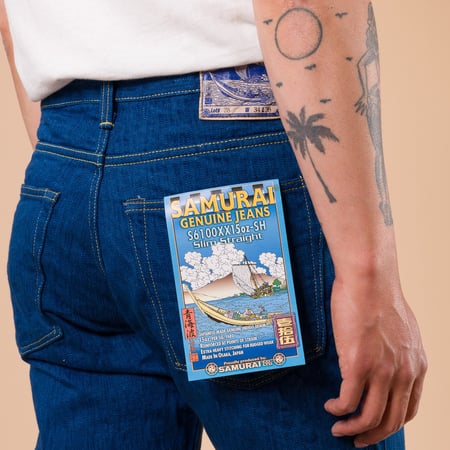 image flâneurs SAMURAI JEANS / S6100XX 15oz-SH Seigaiha Slim Straight Zipper détail flasher