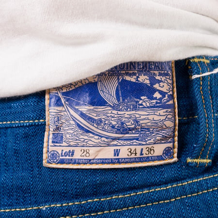 image flâneurs SAMURAI JEANS / S6100XX 15oz-SH Seigaiha Slim Straight Zipper détail patch