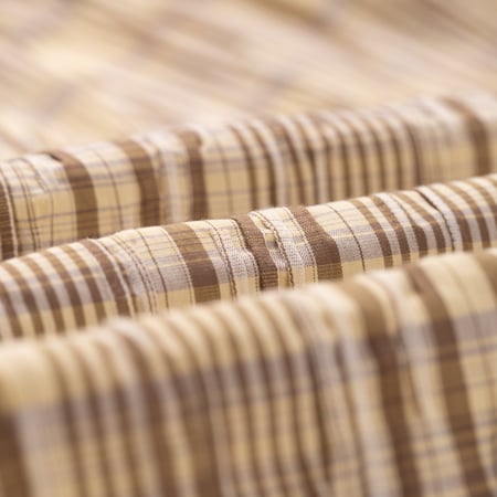 Gathered Seersucker Check Shirt Beige