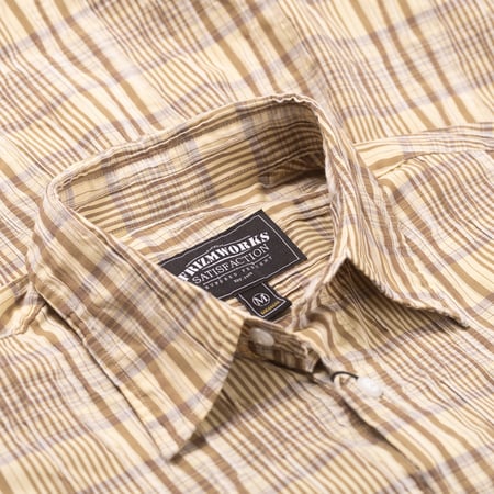 Gathered Seersucker Check Shirt Beige