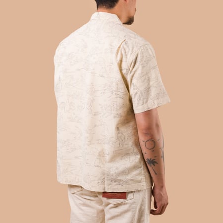 image flâneurs STUDIO D'ARTISAN / 5736 Manga Open Collar Shirt Ivory dos