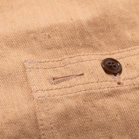 image flâneurs STUDIO D'ARTISAN / 5740 Fox Cotton Work Shirt Brown détail poche