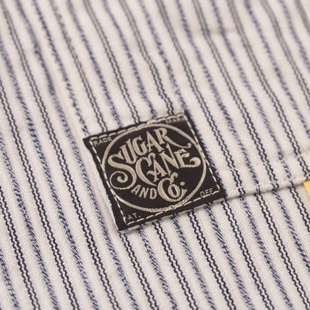 Image Flâneurs SUGAR CANE / "Fiction Romance" 8oz Indigo Stripe Work Coat détail étiquette