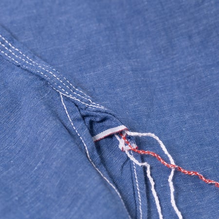 Image Flâneurs SUGAR CANE / VAT Dye Chambray Work Shirt Blue détail run off