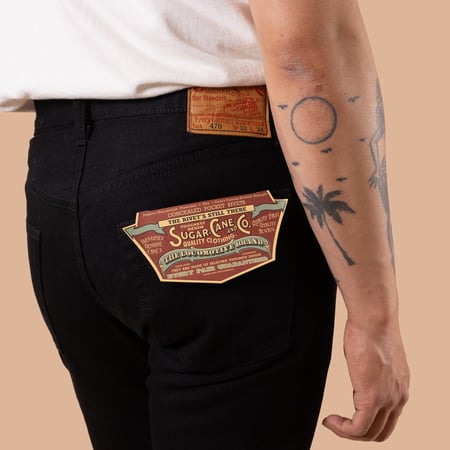 image flâneurs SUGAR CANE / 13oz Black Denim Type-III Slim Fit détail dos
