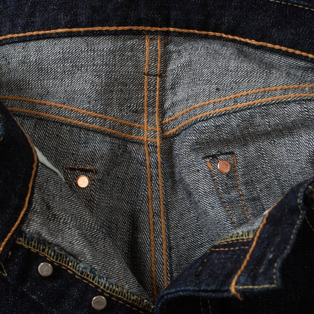 détail inside flaneurs Pure Blue Japan jeans 14oz Selvedge Denim