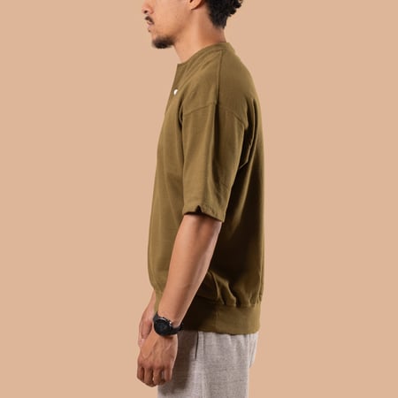 Light Terry Henley Sweatshirt Khaki