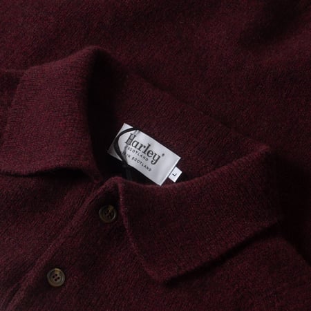 detail HARLEY OF SCOTLAND  Eton Supersoft Wool 3 Button Polo Neck Beetroot (2)
