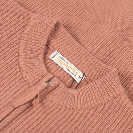 image flâneurs FRIZMWORKS / Wool Deck Zip Up Cardigan  Indian Pink détail col