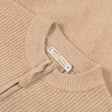 image flâneurs FRIZMWORKS / Wool Deck Zip Up Cardigan  Oatmeal détail col