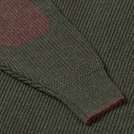 Image flâneurs FRIZMWORKS / Patch Round Pullover Knit Forest Green détail manche