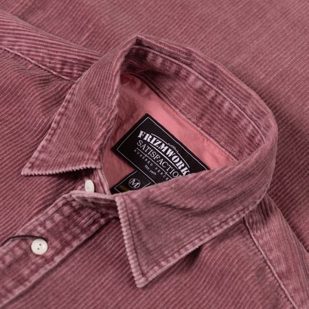 Image flâneurs FRIZMWORKS / Pigment 8W Corduroy Shirt Pink détail col
