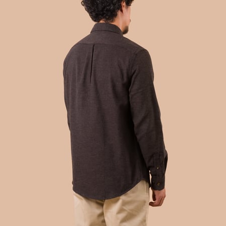 flaneurs Portuguese Flannel Sounds Shirt Brown worn back