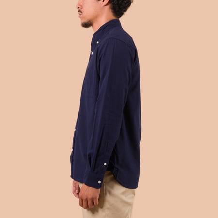 flaneurs worn side BEAMS PLUS B.D. Flannel Solid Navy
